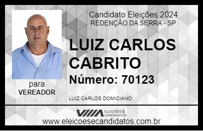 Candidato LUIZ CARLOS CABRITO 2024 - REDENÇÃO DA SERRA - Eleições