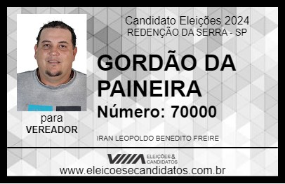 Candidato GORDÃO DA PAINEIRA 2024 - REDENÇÃO DA SERRA - Eleições