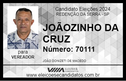 Candidato JOÃOZINHO DA CRUZ 2024 - REDENÇÃO DA SERRA - Eleições