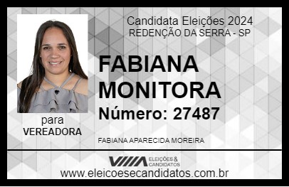 Candidato FABIANA MONITORA 2024 - REDENÇÃO DA SERRA - Eleições