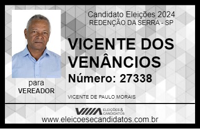 Candidato VICENTE DOS VENÂNCIOS 2024 - REDENÇÃO DA SERRA - Eleições