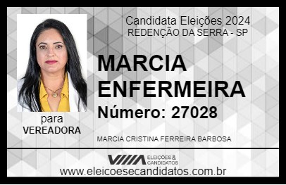 Candidato MARCIA ENFERMEIRA 2024 - REDENÇÃO DA SERRA - Eleições