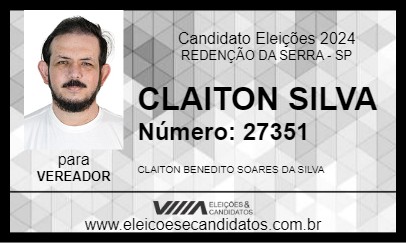 Candidato CLAITON SILVA 2024 - REDENÇÃO DA SERRA - Eleições