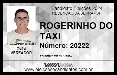 Candidato ROGERINHO DO TÁXI 2024 - REDENÇÃO DA SERRA - Eleições