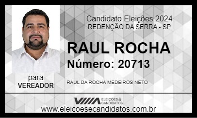 Candidato RAUL ROCHA 2024 - REDENÇÃO DA SERRA - Eleições