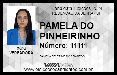 Candidato PAMELA DO PINHEIRINHO 2024 - REDENÇÃO DA SERRA - Eleições