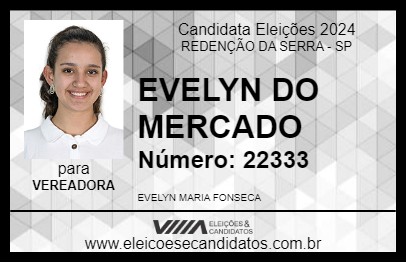 Candidato EVELYN DO MERCADO 2024 - REDENÇÃO DA SERRA - Eleições