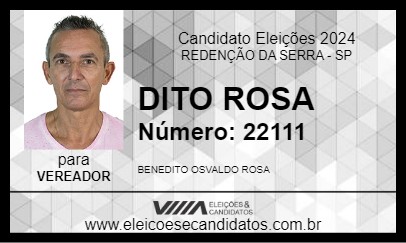 Candidato DITO ROSA 2024 - REDENÇÃO DA SERRA - Eleições