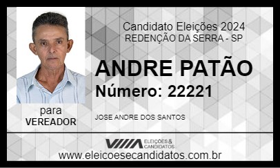 Candidato ANDRE PATÃO 2024 - REDENÇÃO DA SERRA - Eleições