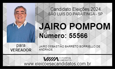 Candidato JAIRO POMPOM 2024 - SÃO LUÍS DO PARAITINGA - Eleições