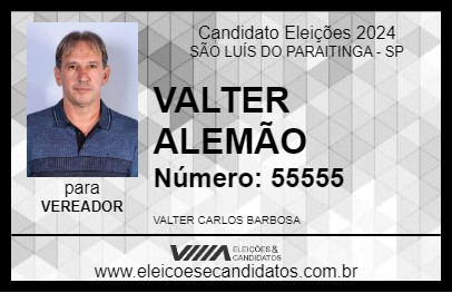 Candidato VALTER ALEMÃO 2024 - SÃO LUÍS DO PARAITINGA - Eleições