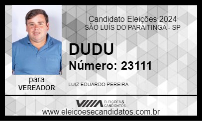 Candidato DUDU 2024 - SÃO LUÍS DO PARAITINGA - Eleições