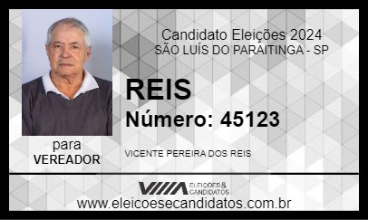 Candidato REIS 2024 - SÃO LUÍS DO PARAITINGA - Eleições