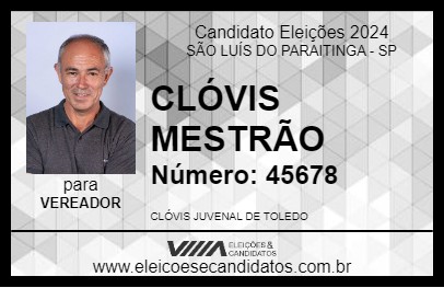 Candidato CLÓVIS MESTRÃO 2024 - SÃO LUÍS DO PARAITINGA - Eleições