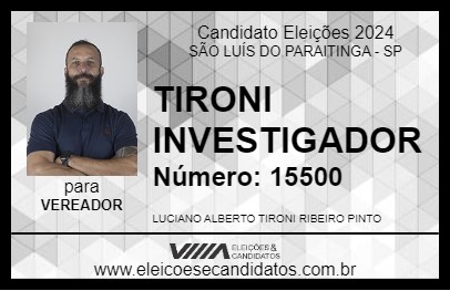 Candidato TIRONI INVESTIGADOR 2024 - SÃO LUÍS DO PARAITINGA - Eleições