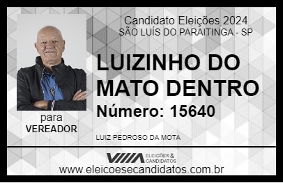 Candidato LUIZINHO DO MATO DENTRO 2024 - SÃO LUÍS DO PARAITINGA - Eleições