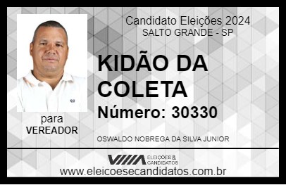 Candidato KIDÃO DA COLETA 2024 - SALTO GRANDE - Eleições