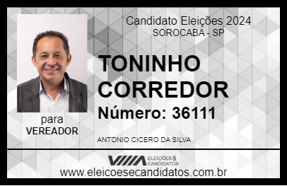 Candidato TONINHO CORREDOR 2024 - SOROCABA - Eleições