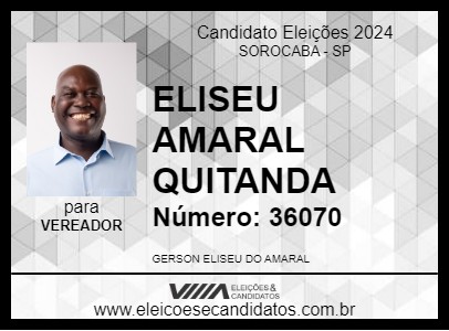 Candidato ELISEU AMARAL QUITANDA 2024 - SOROCABA - Eleições