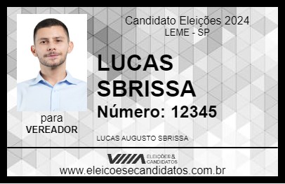 Candidato LUCAS SBRISSA 2024 - LEME - Eleições