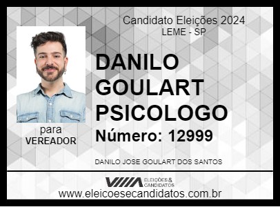 Candidato DANILO GOULART PSICOLOGO 2024 - LEME - Eleições