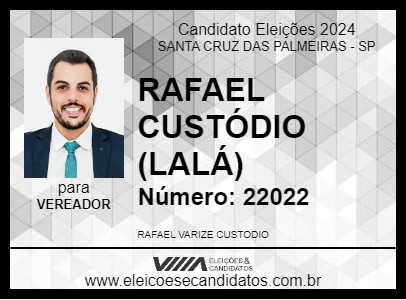 Candidato RAFAEL CUSTÓDIO (LALÁ) 2024 - SANTA CRUZ DAS PALMEIRAS - Eleições