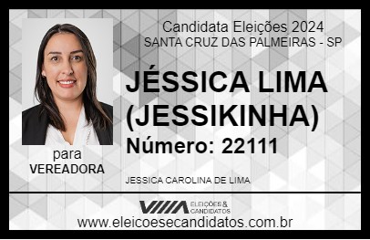 Candidato JÉSSICA LIMA (JESSIKINHA) 2024 - SANTA CRUZ DAS PALMEIRAS - Eleições