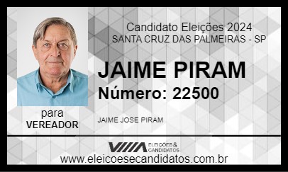 Candidato JAIME PIRAM 2024 - SANTA CRUZ DAS PALMEIRAS - Eleições