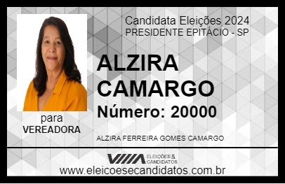 Candidato ALZIRA CAMARGO 2024 - PRESIDENTE EPITÁCIO - Eleições