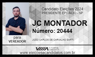 Candidato JC MONTADOR 2024 - PRESIDENTE EPITÁCIO - Eleições