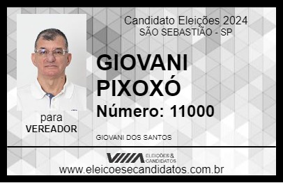 Candidato GIOVANI PIXOXÓ 2024 - SÃO SEBASTIÃO - Eleições