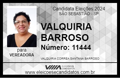 Candidato VALQUIRIA BARROSO 2024 - SÃO SEBASTIÃO - Eleições