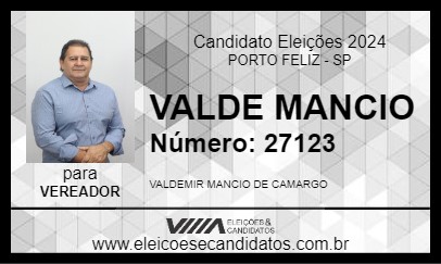 Candidato VALDE MANCIO 2024 - PORTO FELIZ - Eleições