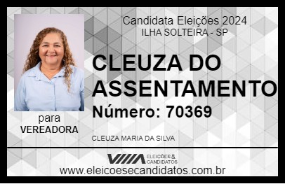 Candidato CLEUZA DO ASSENTAMENTO 2024 - ILHA SOLTEIRA - Eleições