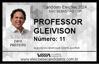 Candidato PROFESSOR GLEIVISON 2024 - SÃO SEBASTIÃO - Eleições