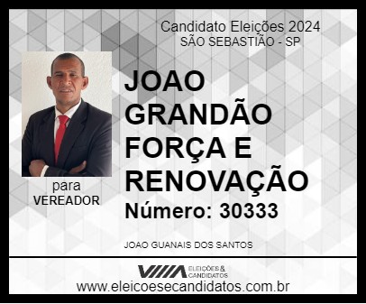 Candidato JOAO GRANDÃO FORÇA E RENOVAÇÃO 2024 - SÃO SEBASTIÃO - Eleições