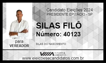 Candidato SILAS FILÔ 2024 - PRESIDENTE EPITÁCIO - Eleições