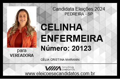 Candidato CELINHA ENFERMEIRA 2024 - PEDREIRA - Eleições