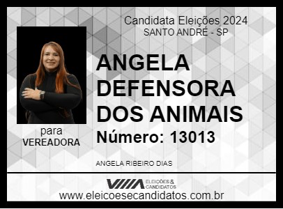 Candidato ANGELA DEFENSORA DOS ANIMAIS 2024 - SANTO ANDRÉ - Eleições