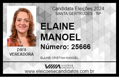 Candidato ELAINE MANOEL 2024 - SANTA GERTRUDES - Eleições