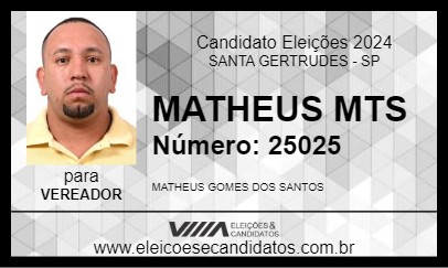 Candidato MATHEUS MTS 2024 - SANTA GERTRUDES - Eleições