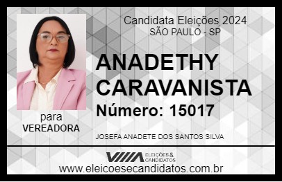 Candidato ANADETHY CARAVANISTA 2024 - SÃO PAULO - Eleições