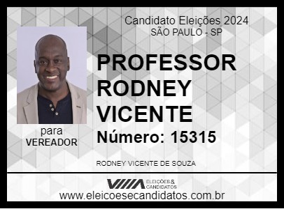 Candidato PROFESSOR RODNEY VICENTE 2024 - SÃO PAULO - Eleições