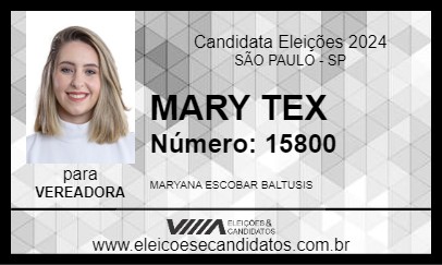 Candidato MARY TEX 2024 - SÃO PAULO - Eleições