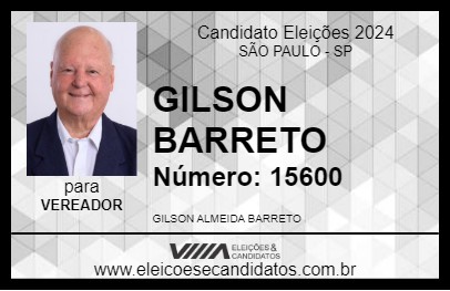 Candidato GILSON BARRETO 2024 - SÃO PAULO - Eleições