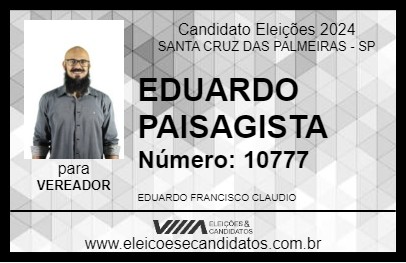 Candidato EDUARDO PAISAGISTA 2024 - SANTA CRUZ DAS PALMEIRAS - Eleições