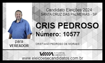 Candidato CRIS PEDROSO 2024 - SANTA CRUZ DAS PALMEIRAS - Eleições