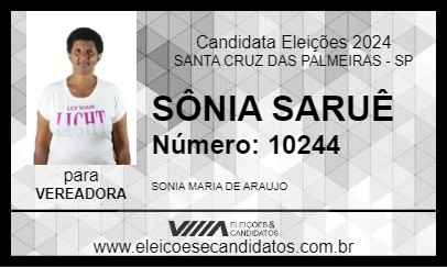 Candidato SÔNIA SARUÊ 2024 - SANTA CRUZ DAS PALMEIRAS - Eleições