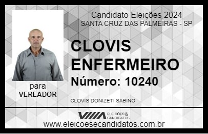 Candidato CLOVIS ENFERMEIRO 2024 - SANTA CRUZ DAS PALMEIRAS - Eleições