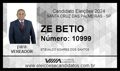 Candidato ZE BETIO 2024 - SANTA CRUZ DAS PALMEIRAS - Eleições